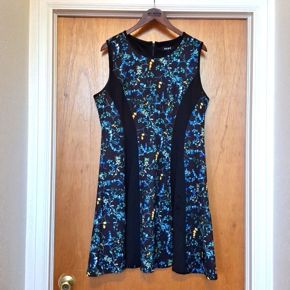 DKNY Black & Floral Cocktail Dress